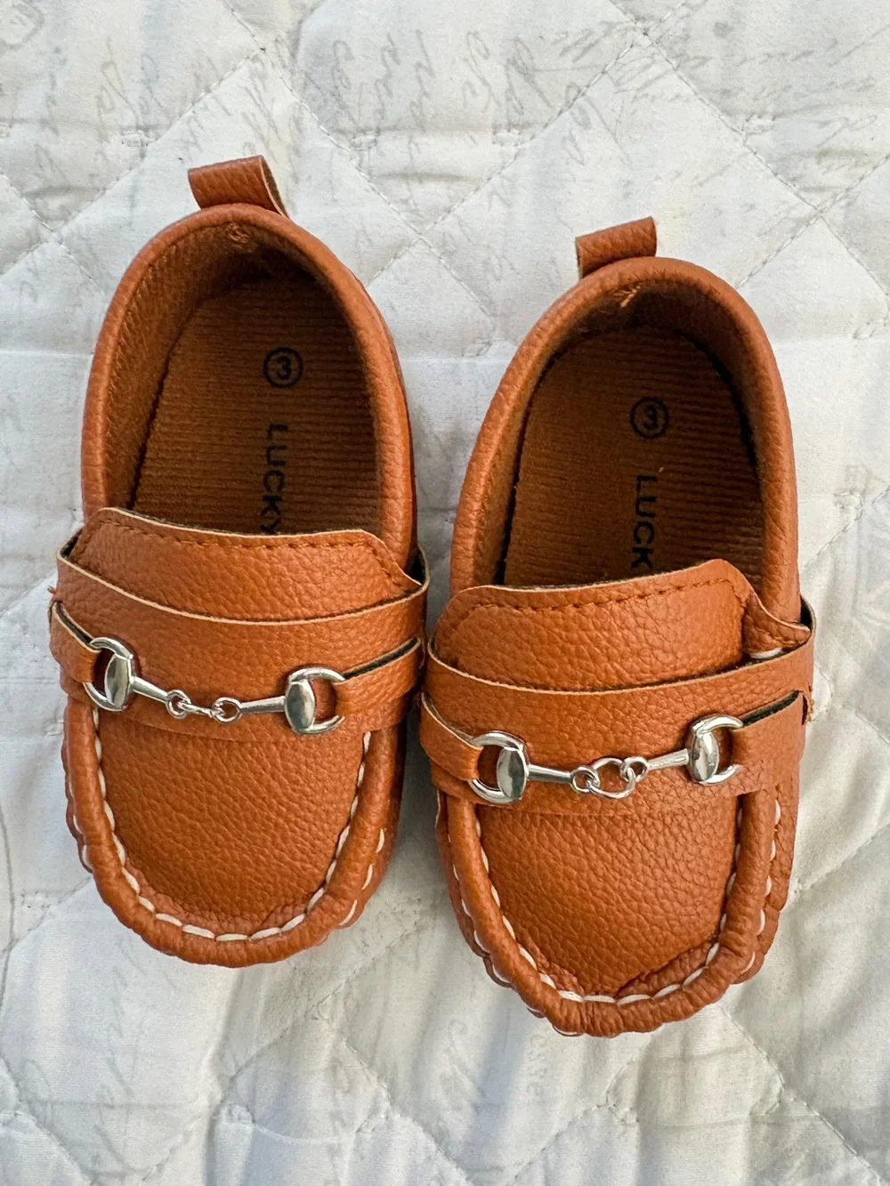 Lucky Brand Toddler Brown Leather-Look Moccasin Loafers with Silver Bit